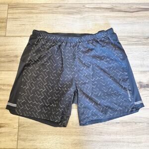 Brooks 5” Running Shorts Mens Large Black Lined Elastic Waist Rear Zip Pocket